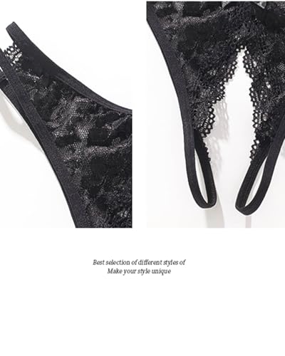 Image of Women Sexy Panties Plus Size Underwear Lace Thongs Low Rise G-String Cheeky Underpants