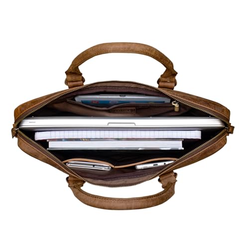 Bolso de negocios de cuero para hombre maletín para ordenador 13,3 pulgadas y carpetas DIN A4 6