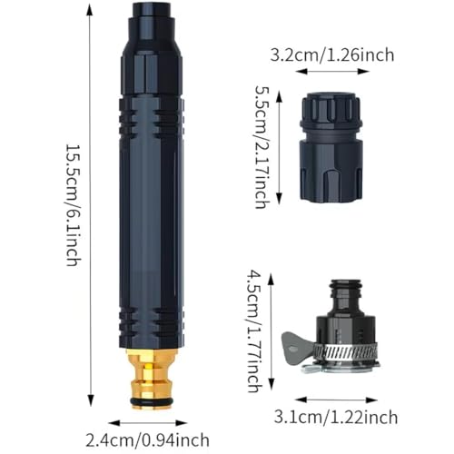 Image of High Pressure Water spray gun for Car and bike Washing Gun for 1 /2 inch Hose Pipe, 3pcs connector with Adjustable Pressure Booster Car Nozzle Washer Gun Jet Water Spray Nozzles for Garden