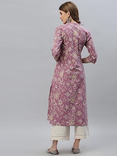Image of Stylum Women's Aqua Floral Printed Rayon A-Line Kurta | Comfortable Daily Office & Casual Wear (Available in Plus Sizes)