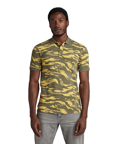 G-Star Raw Dunda Slim Ao Polo Short Sleeve Polos, Multicolor Dk Lemon Tiger Camo D24359-C335-G394, L Para Hombre
