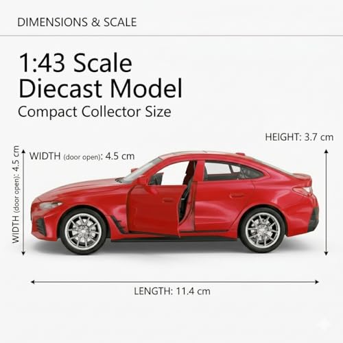 Image of Wizplex MSZ Official Licensed BMW i4 M50 Diecast Model Car 1:43 Scale | Premium Metal Electric Gran Coupe Collectible Replica | Display Showpiece & Gift for Car Lovers