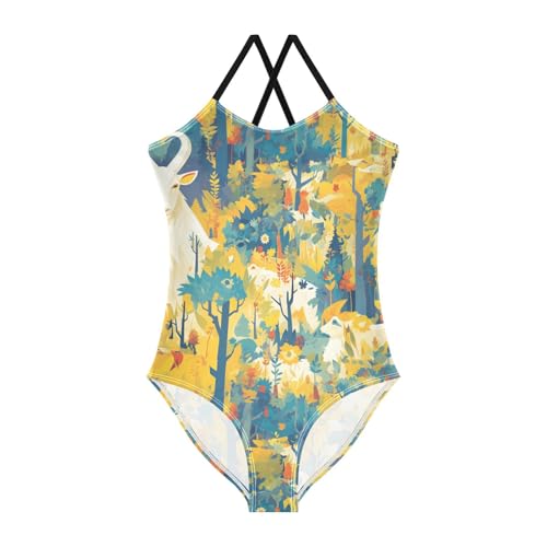 KLL French Farmhouse Goat Girl 1-Piece Swimsuit Beach Swimwear with Adjustable Straps Quick-Dry