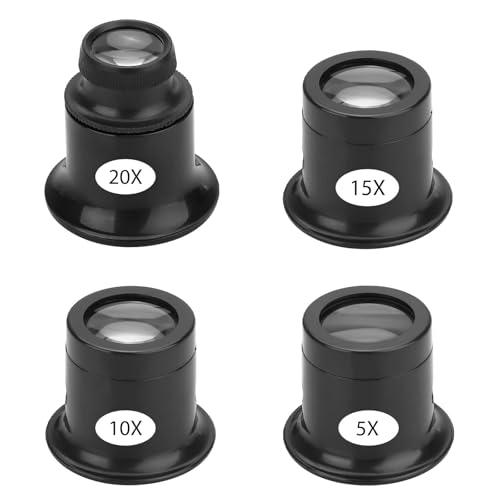 EEEKit Lupa De Relojero,Juego De 4 Lentes De Lupa De Diferentes Fortalezas Relojeros Herramienta,5-20X Aumento Jewellers Watchmaker Loupe Set(Negro)
