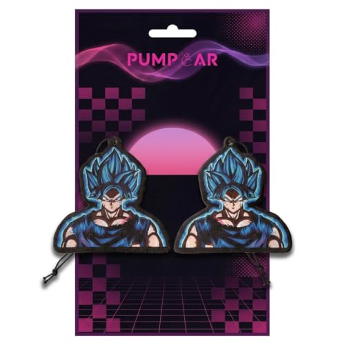 Image of PumpCar car air freshener 2-piece double-sided Goku SSJ hanging vanilla-scented anime dragon for rearview mirror Car Interior Accessories Household Gifts Anime Manga Fans Saiyan Truck SUV Home Office