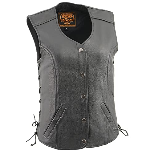 Ladies Extra Long Classic Snap Front Side Lace Vest w/ Dual Inside Gun Pockets, Single Panel Back (3X)