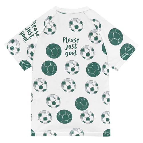 ALAZA Kids Rash Guard Boys Toddler Swim Shirts Short Sleeve Green Football White UPF 50+ 3T2