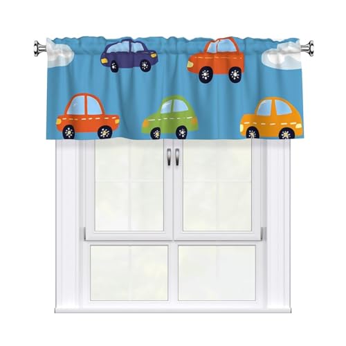 Cantonnière de fenêtre en forme de nuage de voiture avec passe-tringle, joli taxi, rideau occultant à niveaux courts pour salon, chambre à coucher,...