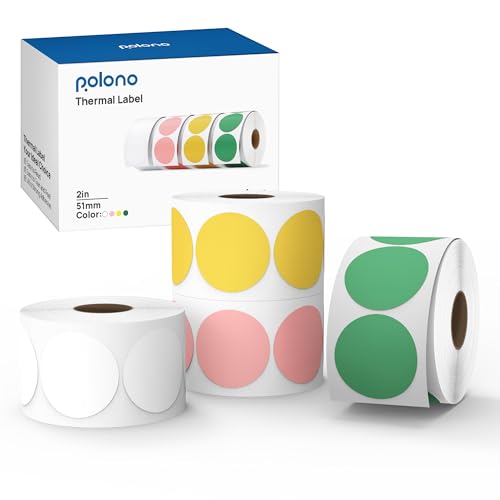 POLONO 2-Inch Color Circle Direct Thermal Labels – 4 Rolls