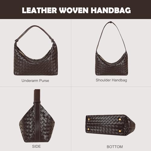 Vegan Leather Woven Tote Handbag, Top-handle Shoulder Bag, Woven Leather Pure Underarm Purse, Clutch Bag Braided Bag - Image 3