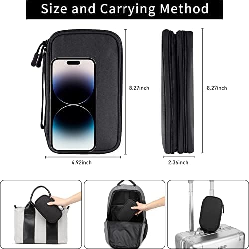 Portable Electronics Travel Organizer, Double Layer Cable Organizer Bag - 1