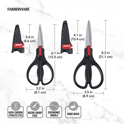 Farberware Purpose And Utility Shears With Edgekeeper Sheaths, Set Of 2, 2 Piece Set, Black/Red #TOP1