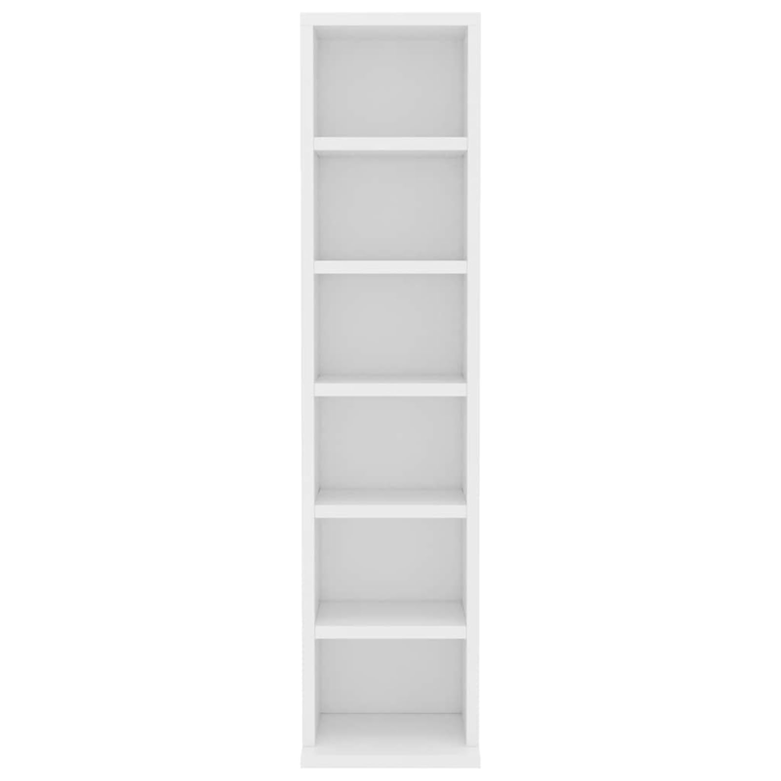 CD-Schrank, Weiß, 21x20x88 cm, aus Holzwerkstoff mit 6 offenen Fächern für CDs, Schallplatten und Zubehör, ideal als Raumteiler, für Wohnzimmer, Büro oder Schlafzimmer