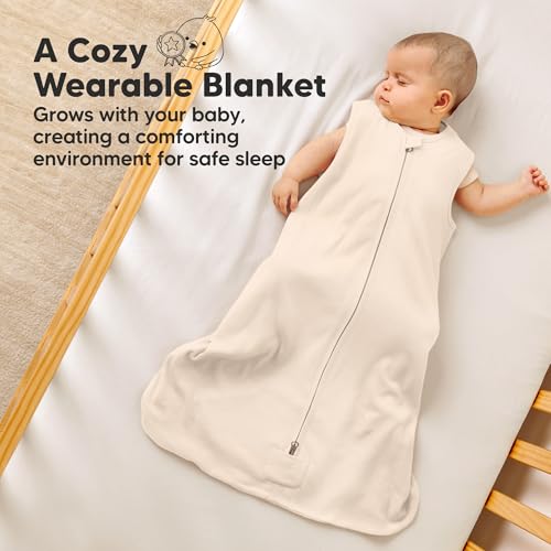 Image of 2-Pack Baby Sleep Sacks, Zipper Wearable Blanket - 100% Organic Cotton 0.5TOG, Soft Lightweight Toddler Sleeping Sack 12-24 months, Easy to Wear Newborn Swaddles Sleepsack (Ecru, L)
