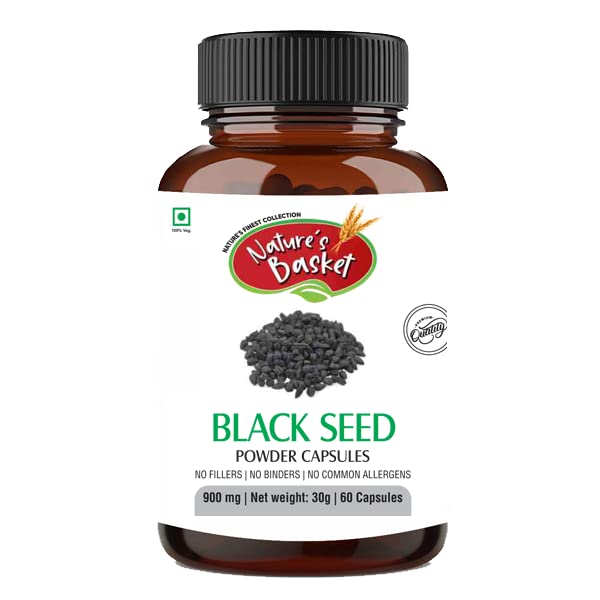 Nature Basket's 100% Pure Original Ingredients Black Seed (Cumin) Extract (Jeera) Capsules Traditional Supplement, Natural Extract, (900mg) (60 Capsules)