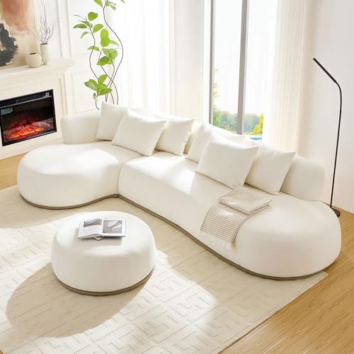 WILLIAMSPACE 134.63" Oversize Curved Sofa Cloud Couch with Round ...
