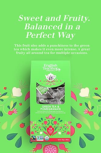 English Tea Shop Organic Green Tea & Pomegranate Tea (15 Pyramids), 30 g