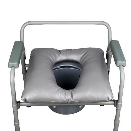 ZXMOBY Bedside Soft Commode seat Cushion Thick Pad PU Cover with Fixing Straps for Commode Chair Washable Toilet Seat Cushion Warmer for Elderly Adults