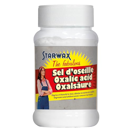 STARWAX FABULOUS Sel d'Oseille Acide Oxalique, 400g, Poudre minérale pure 99,5%, Blanchit textiles et bois, Dégrise le bois, Élimine rouille, Désoxyde métaux, Inodore incolore, Fabriqué en France