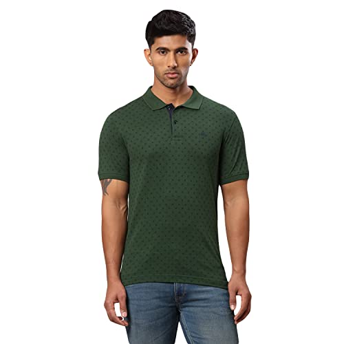 Image of Raymond Men's Pure Cotton Print Pattern Modern Fit Polo Collar Polo Neck Half Sleeve Casual T-Shirt