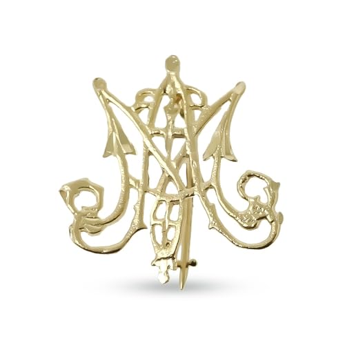 Anagrama Mariano Alfiler Insignia Ave María Plata Ley 925m macizo 21mm. chapado oro calado