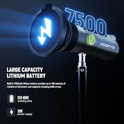 Image of Adofys RGB Photography Flashlight,4 Colors /20 GOBO Filters /CRI95+ /7500mAh,10W 6300K Portable LED Video Spotlight Patterned Ambient Aluminum Sunset Light for Recording Studio Lighting, USB