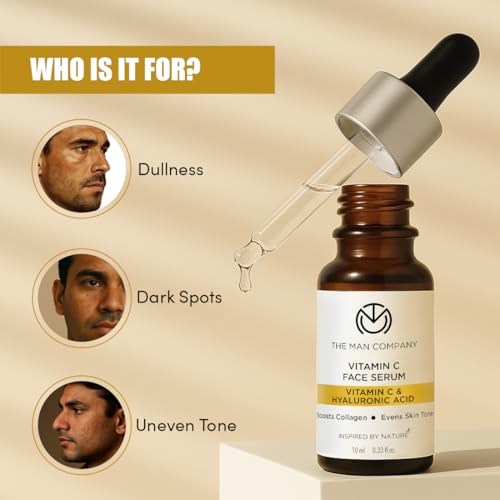 Image of The Man Company 40% Vitamin C Face Serum With Hyaluronic Acid | Boosts Collagen | Glowing & Brightening Skin | Soft, Smooth & Supple | All Skin Types - 10ml | Valentine gift Set for boyfriend