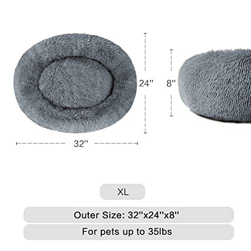 Oqq Cuddler Dog Bed | Soft Faux Fur Surface Material | Donut Pillow Bed, Machine Washable | Non-Slip Bottom | Delicate Edge #TOP1