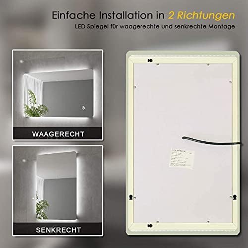 SONNI Espejo de Baño con Luz LED 80x60cm Blanco Frío IP44 Espejo de Pared de Ahorro de Energía - imagen 4