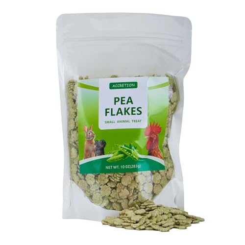 Accretion Pea Flakes for Guinea Pig 10oz Natural Herbivore Snack High Fiber Vitamin-Rich Treat for Rabbits Hamsters Chinchillas and Other Herbivorous Small Pets