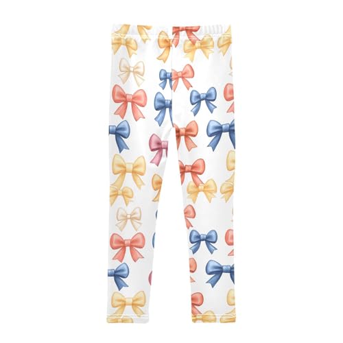 Boccsty Colored Bows Watercolor Girls Leggings Kids Yoga Pants Dance Active Tights 4T2