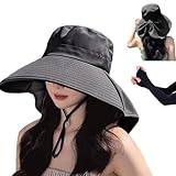 BIMENDOS Sombreros del Sol para Mujer,Plegable Sombrero con Cola de Caballo,Sombrero Visera Ajustable,Protección UV UPF...