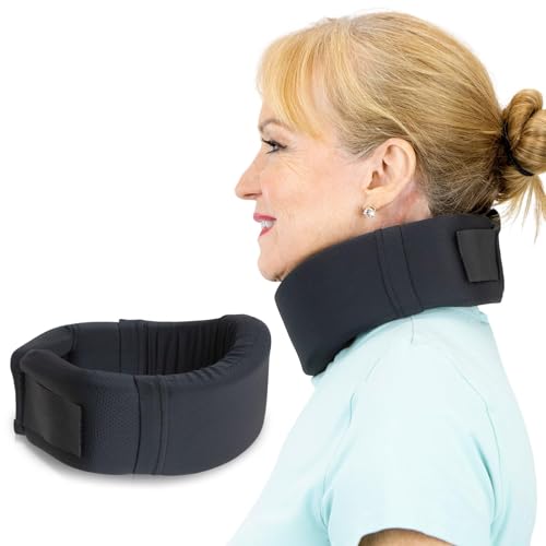 Vive Neck Brace Cervical Collar - Soft Foam for Neck Pain, Sleeping, Support for Women & Men - Universal Size Orthopedic Collar for Stiff & Pinched Nerve - Adjustable Wrap, Chin Contour (2.5')