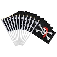 Pirate Stick Flag 12 Pieces Pirate Bunting 5.5 x 8 inch Sandcastle Flags (Black Pirate)