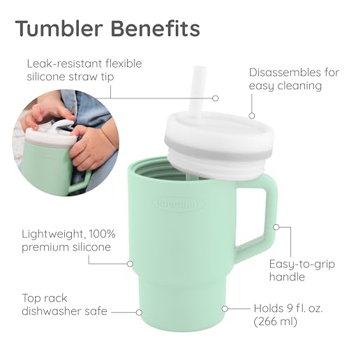 Image of Infantino My 1st Tumbler 266 ml Silicone Straw Cup - Cool Mint, Leak-Resistant, Lightweight Premium Silicone, Fits Stroller & Car Seat Cup Holders