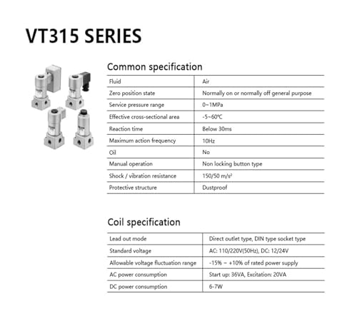 Électrovanne 3 voies VT315 à action directe réponse instantanée 24V