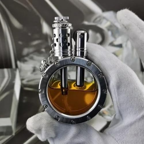 Image of Smoke King Vintage Transparent Lighter | Silver Round Lighter | Retro Brass | Open Fire | | Unique | Gift for Men (Fuel Not Included)