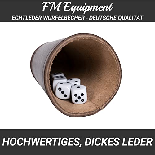 Echtleder Würfelbecher inkl. 6 Würfel Klassischer Handgearbeiteter Lederbecher