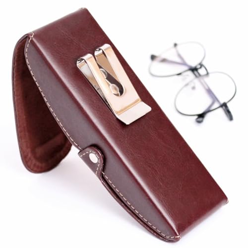 Image of Orsus Hard Glasses Eyeglass Case with Belt Clip, Belt Waist Hard Sunglasses Case 6x2 Inches