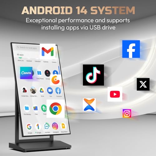 Image of 43 inch Digital Signage Display Kiosk, 4K UHD Anti-Glare LCD Advertising Screen, Portable Floor Standing Auto AD Player Android14 App-Based Control with USB /HDMI /WiFi, Bluetooth 5.3