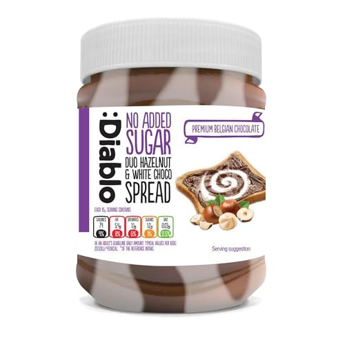 Diablo Haselnuss-Schokoladenaufstrich ohne Zuckerzusatz mit Maltit gesüßt cremiger Aufstrich für Toast Waffeln Backen und Desserts vielseitig verwendbar vegetarisch 350g