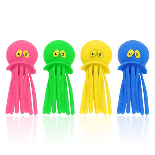 EHDWXVZM 4 Piezas De Juguetes De Pescado De Tinta, Linda Piscina De Tinta, Juguetes, Juguetes De Carne De Tinta, Juguetes para Nadar, Juguetes De Piscina para Niñas (4 Colores).