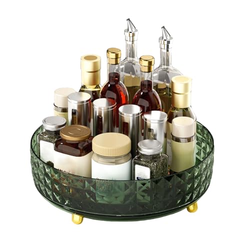 Lazy Susan Platine tournante, Organiseur de Rangement Rotatif à 360 degrés, Support à épices antidérapant, Organiseur Rotatif de 23 cm pour Cuisine, réfrigérateur, Garde-Manger, Vert foncé