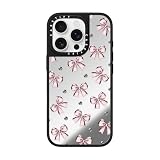 CASETiFY ミラー MagSafe対応 iPhone 16 Pro ケース [反射性 / 1.5mからの落下試験をクリア (MIL規格1倍相当) / ワイヤレス充電およびMagsafe対応] - Metallic Pink Ribbon - シルバー (ブラックバンパー)
