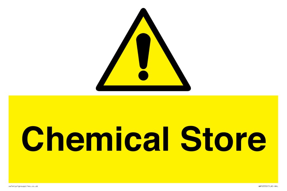Chemical Store Sign - 300x200mm - A4L, Yellow/White