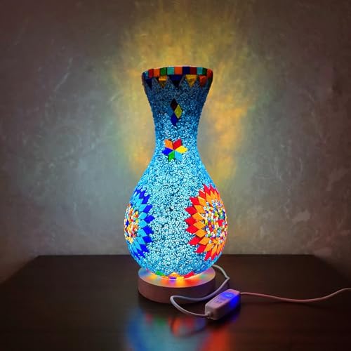 Maimeili Rétro lampe de vase en mosaïque turque lampe de table marocaine turque vase en verre...