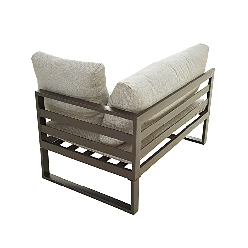 Lokatse Home 3-Piece Patio Furniture Outdoor Conversation Set Sectional Corner Sofa Metal Steel Couch Armrest Chair And Side Coffee Table, Grey #TOP3