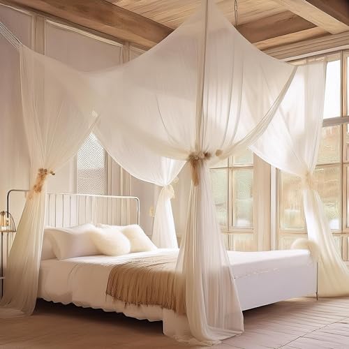 lazyzzz Canopy Bed Curtains Queen King Bed Drapes,70