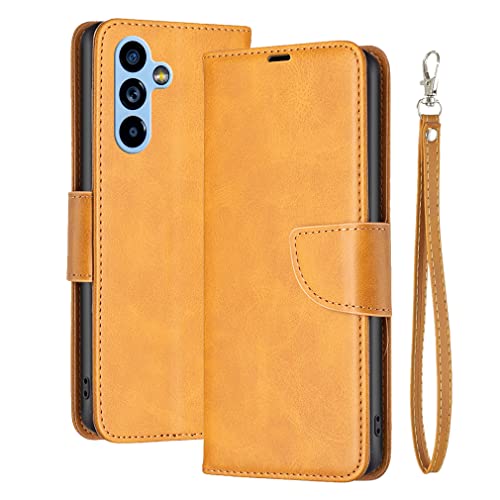 Cover per Samsung Galaxy A54 Custodia pelle per A54 Portafoglio Porta con Carte di Credito Antiurto silicone per A54 Giallo