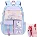 XHSYTC Kawaii Backpack For School,Cute Aesthetic Bookbags With Kawaii Pin And Accessories For Teen Girls,Waterproof School Supplies Laptop Bookbag With Night Reflective Strips. (Blue)